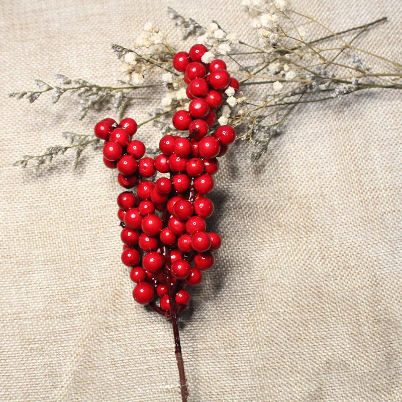 

Home Decor Foam Xmas Table Decoration Red Branch Wreath Accessories 1pcs Artificial Simulation Red Fruit Branches New