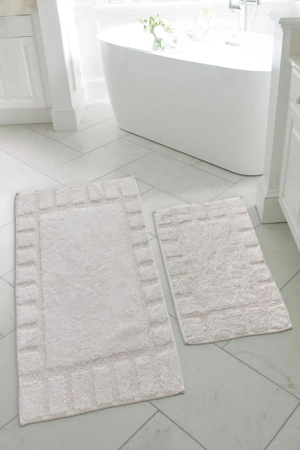 

Cotton bath mat set 2 pcs suit cotton (60 X100)+(50 X60) beige mat textile home & furniture