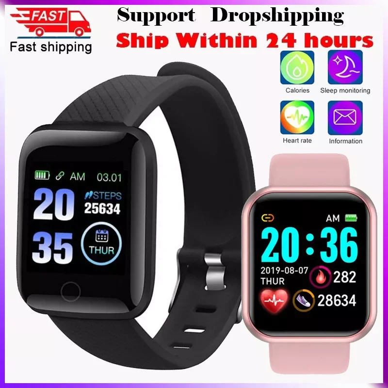 

2022 116Plus Y68 Men's Women's Smart Watch Heart Rate Monitor Fitness Tracker Smartwatch IPX7 Waterproof Sports Watches