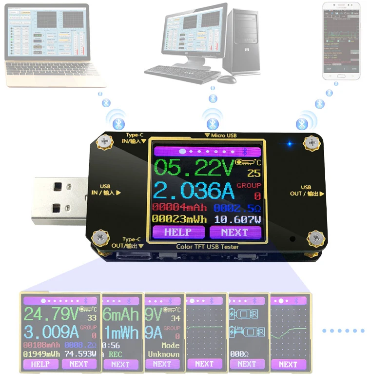 

USB цветной Тестер DC Цифровой вольтметр Амперметр измеритель тока напряжения вольт Амперметр детектор индикатор заряда внешнего аккумулято...