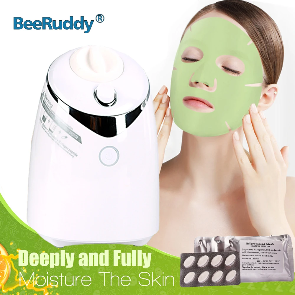 BeeRuddy قناع الوجه صانع آلة لتقوم بها بنفسك التلقائي الفاكهة قناع صانع مع أقراص الكولاجين الطبيعي أدوات العناية بالبشرة علاج الوجه