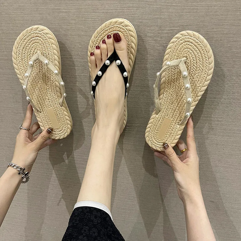 

Шлепанцы женские резиновые, мягкая обувь на плоской подошве, В гавайском стиле, римские, базовые, сланцы, пляжная обувь, Тапочки, 2022