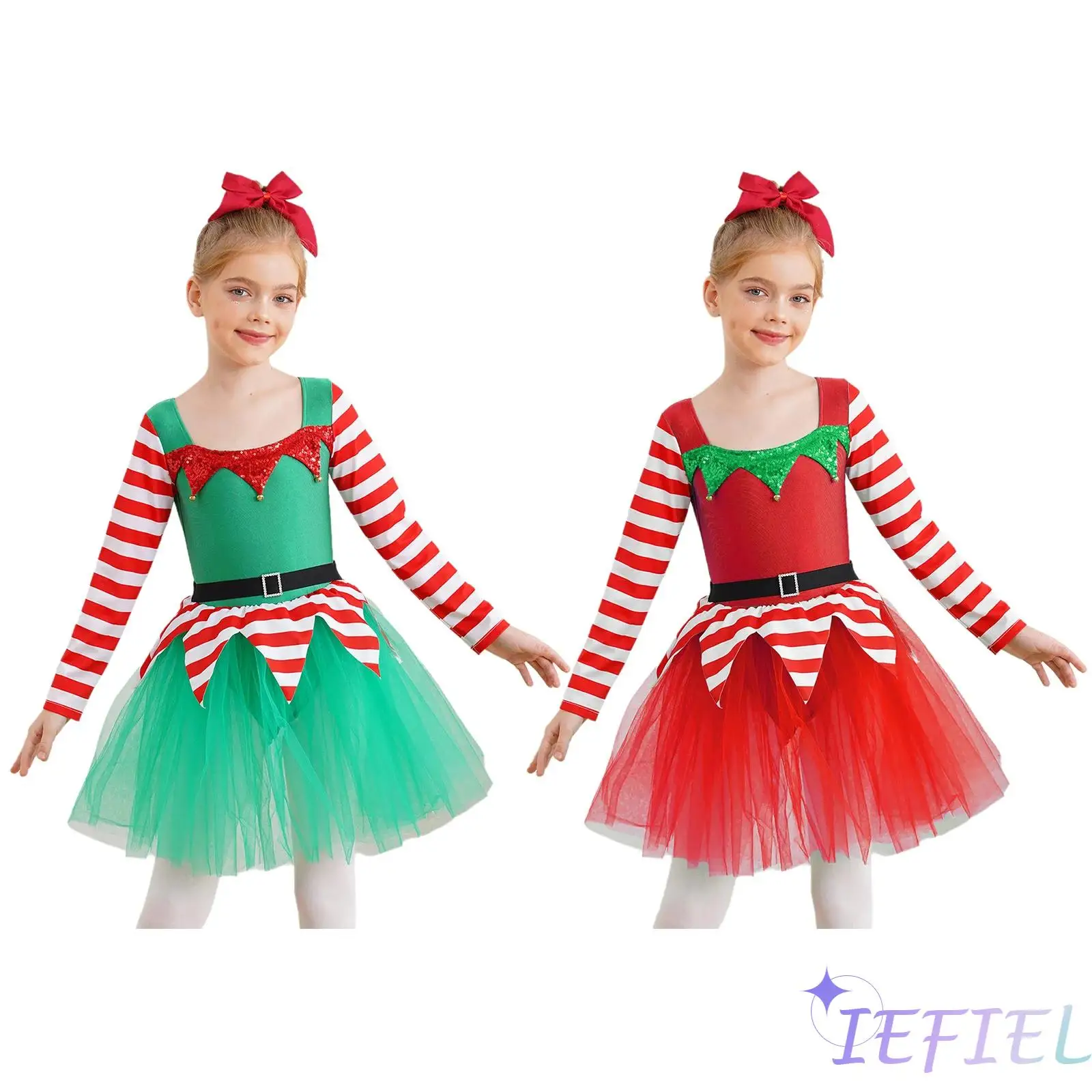 Рождественский костюм эльфа для девочек платье-пачка карнавальная вечеринка