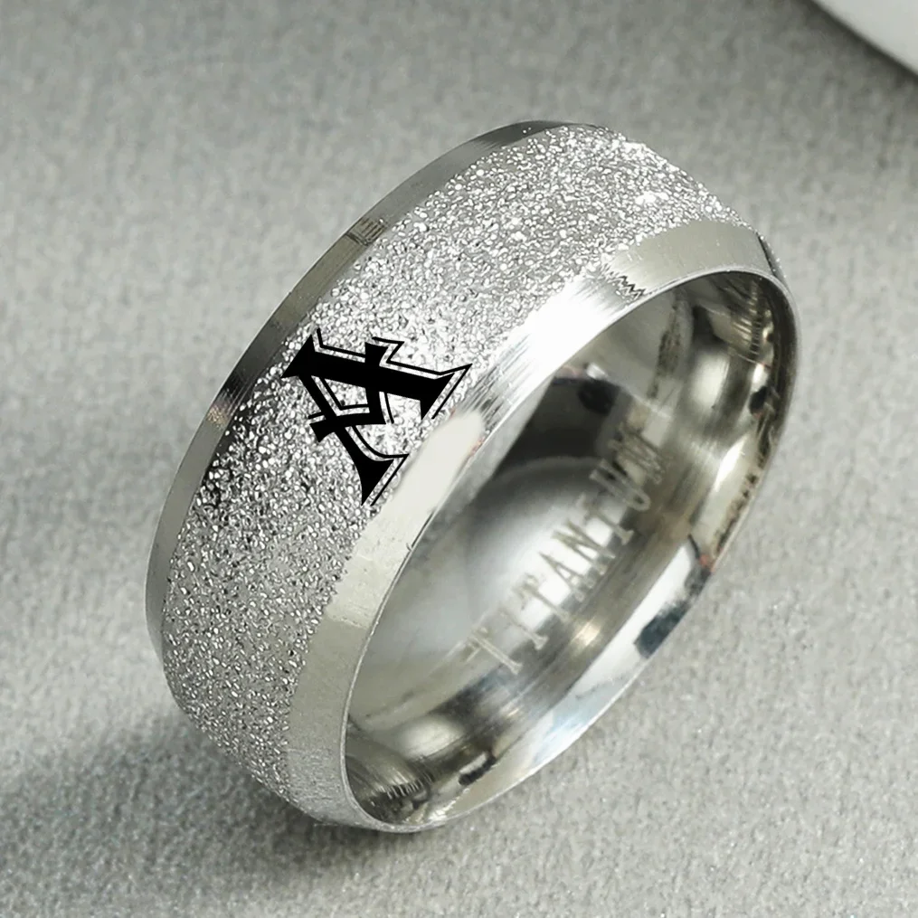 8MM Personalised Initial Ring Engrave A to Z Alphabet Stainless Steel Signet Blank Plain Band 12 Zodiac For Men Women