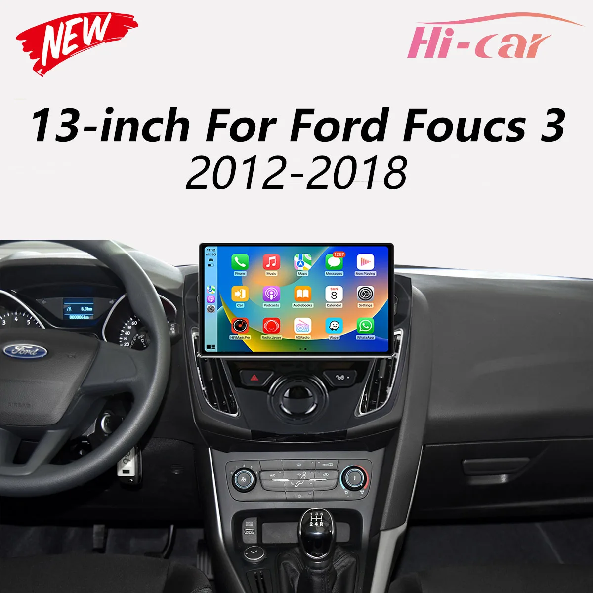 Автомобильный радиоприемник 2 Din, 13 дюймов, 4G, LTE, Wi-Fi, Android, для Ford Focus 2012-2018, DSP, RDS, GPS, беспроводной Carplay, автомобильное мультимедийное стерео