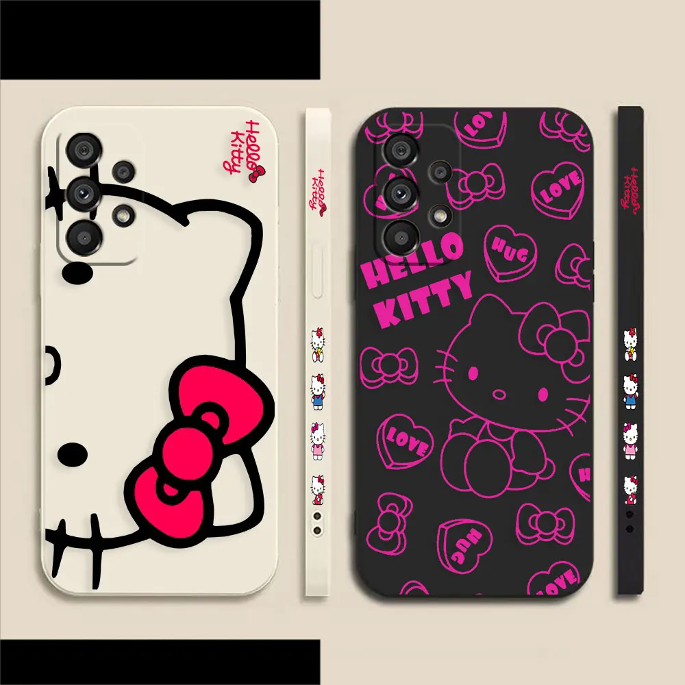 

Pink Hello K-Kitty Line Cat Phone Case For Samsung A91 A73 A72 A71 A53 A52 A51 A42 A33 A32 A23 A22 A21S A13 A12 4G 5G Case