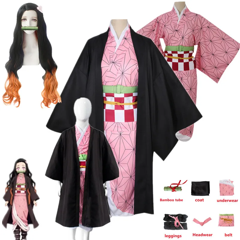 

Anime Demon Slayer Kimetsu no Yaiba Cosplay Costume Nezuko Kamado Kimono Uniform Halloween Clothes