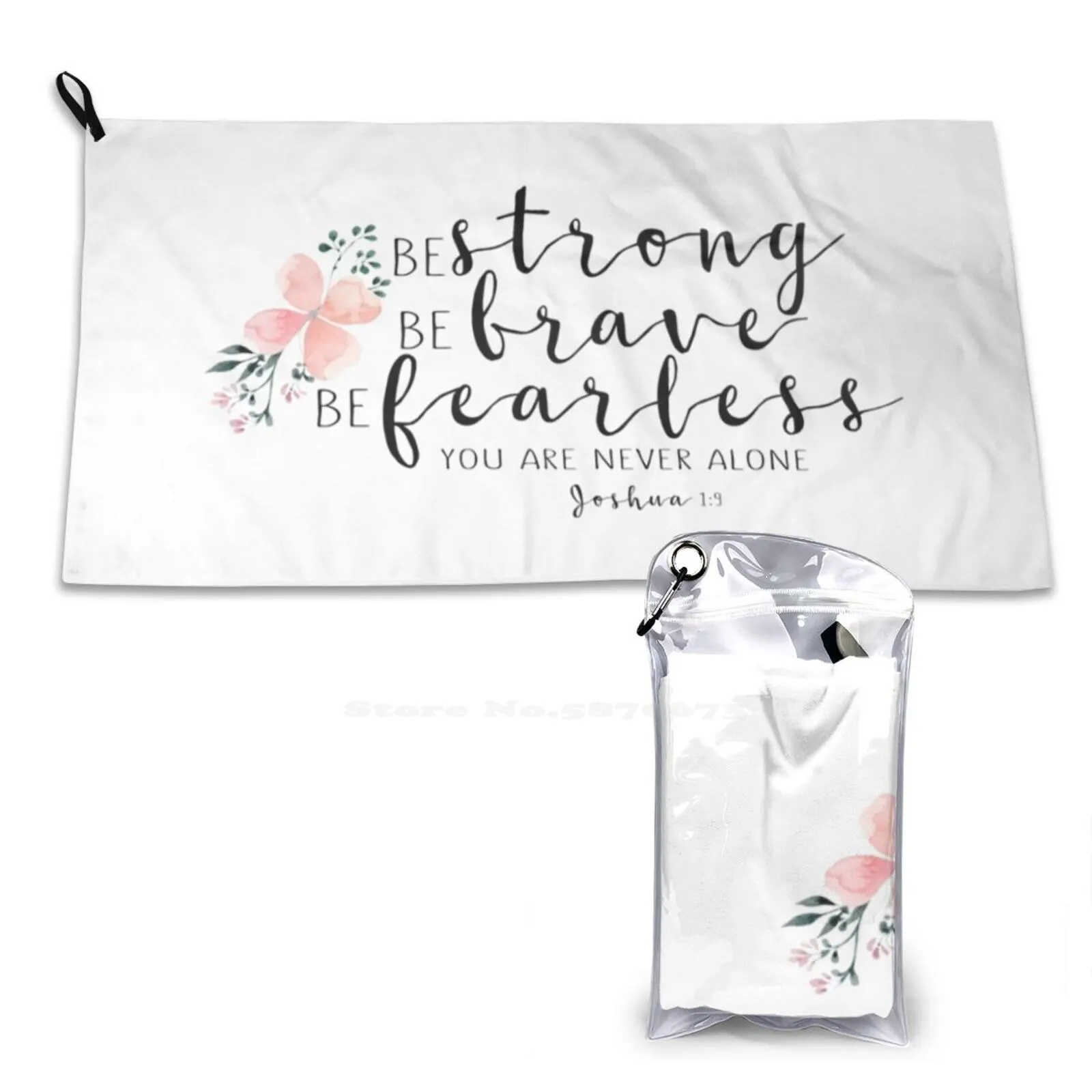 

Bible Verse-Strong , Brave , Fearless Print Washcloth Face Soft Towel Joshua Watercolor Flowers Bible Verses Christian Quotes