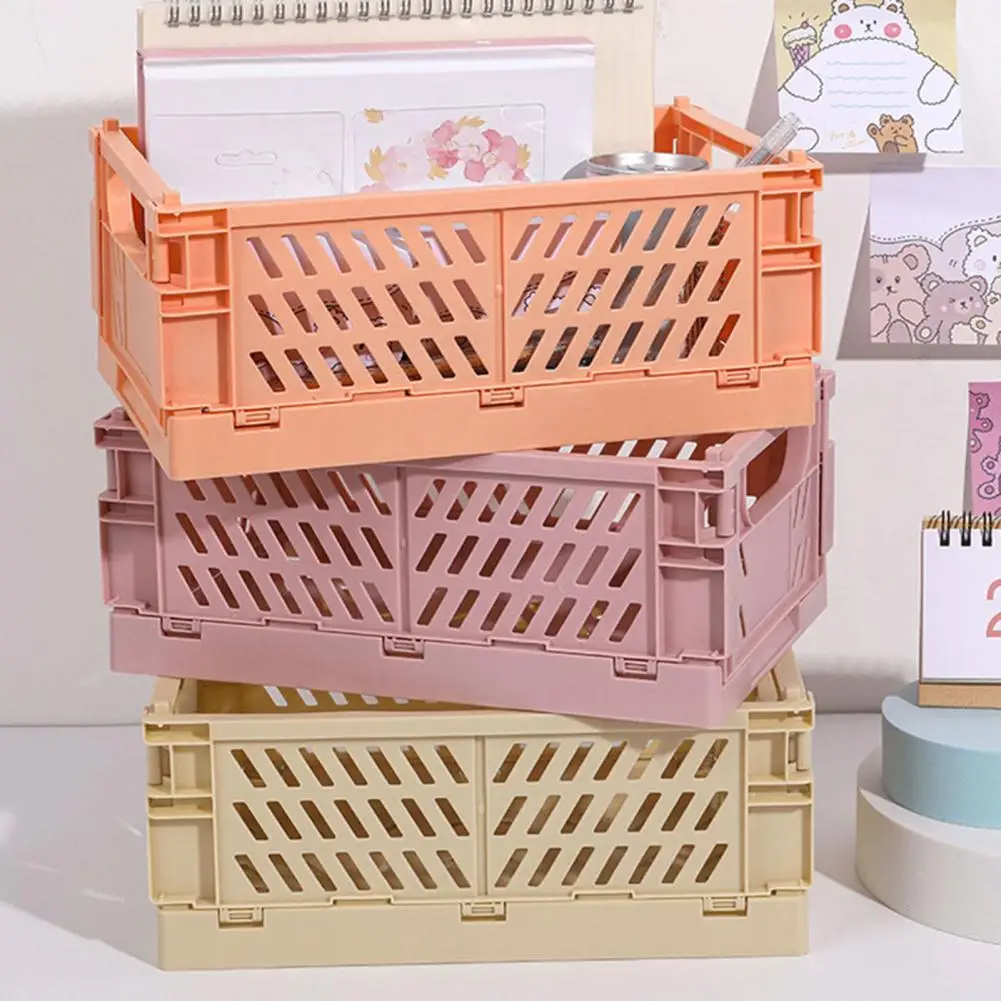 

Storage Basket Large Capacity Collapsible Plastic Foldable Home Crate Box for Daily Used