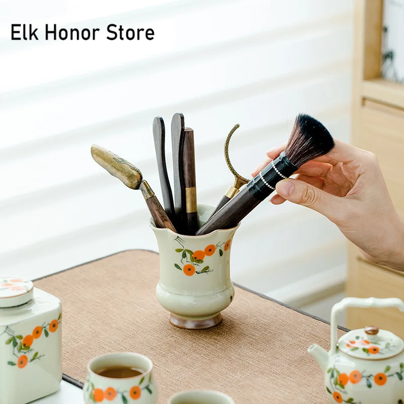 Ручная роспись персимон цветок рот чай шесть джентльменов ручная работа набор