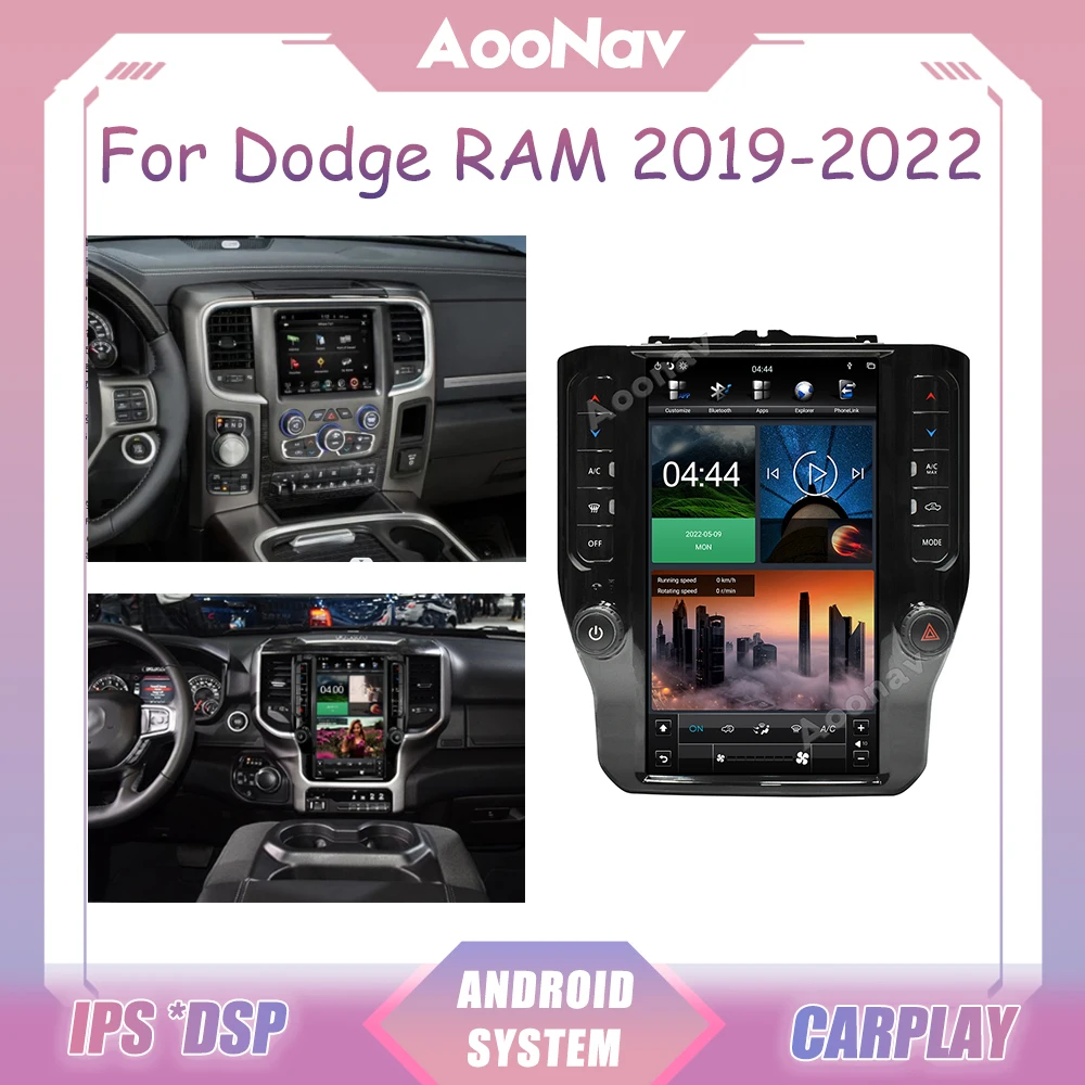 Radio Stereo per auto Android da 12.1 pollici per Dodge RAM 2019-2022 lettore multimediale navigazione GPS unità principale Carplay PX6 stile Tesla