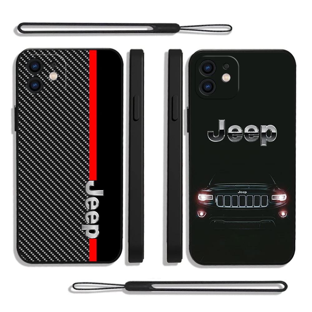 

Off Road Car Jeeps Phone Case For iPhone 14 13 12 11 Pro Max Mini X XR XS MAX SE20 8 7 Plus Silicone Cases with Hand Strap