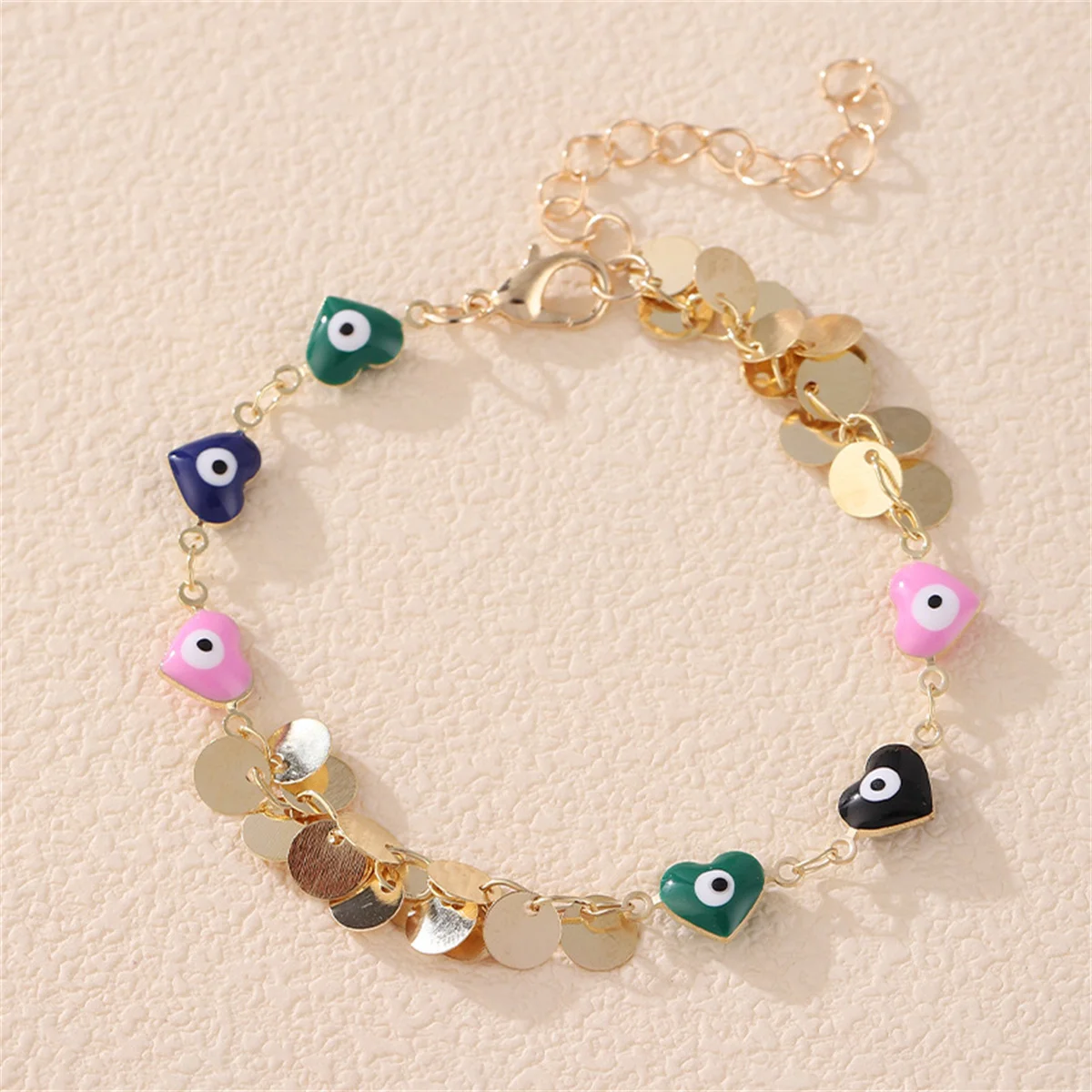 

Elegant Colorful Enamel Evil Eyes Love Heart Link Chain Bracelets For Women Turkish Demon Eye Bracelet Lucky Friendship Jewelry