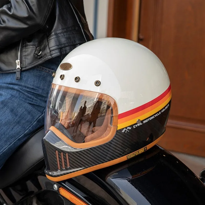 Мотоциклетный шлем на все лицо легкий из углеродного волокна гоночный для мужчин