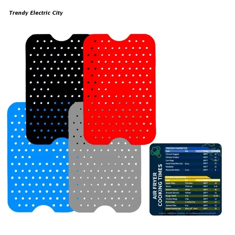 

R9CD 5 Pcs Silicone Reusable Air Fryer Basket Mats with Magnetic Non Stick AirFryers Accessory