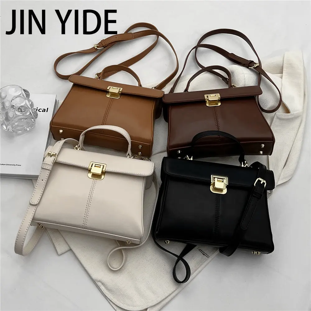 JIN YIDE Vintage Top Handle Small Shoulder Crossbody Bags For Women 2023 Winter Luxury Designer Flap Purse Work Ladies Handbags