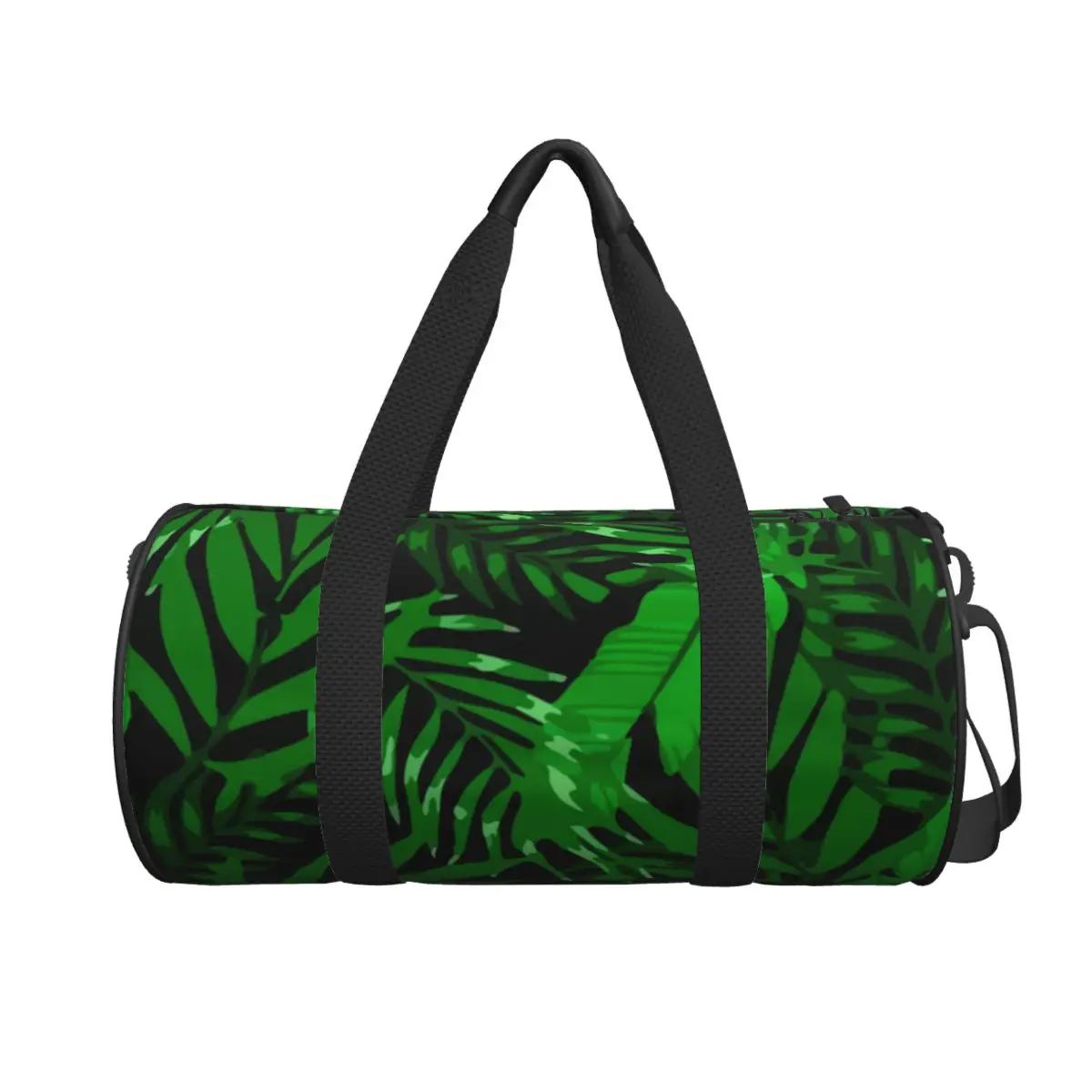 Спортивная сумка летняя тропическая спортивная с обувью зеленые листья мужская