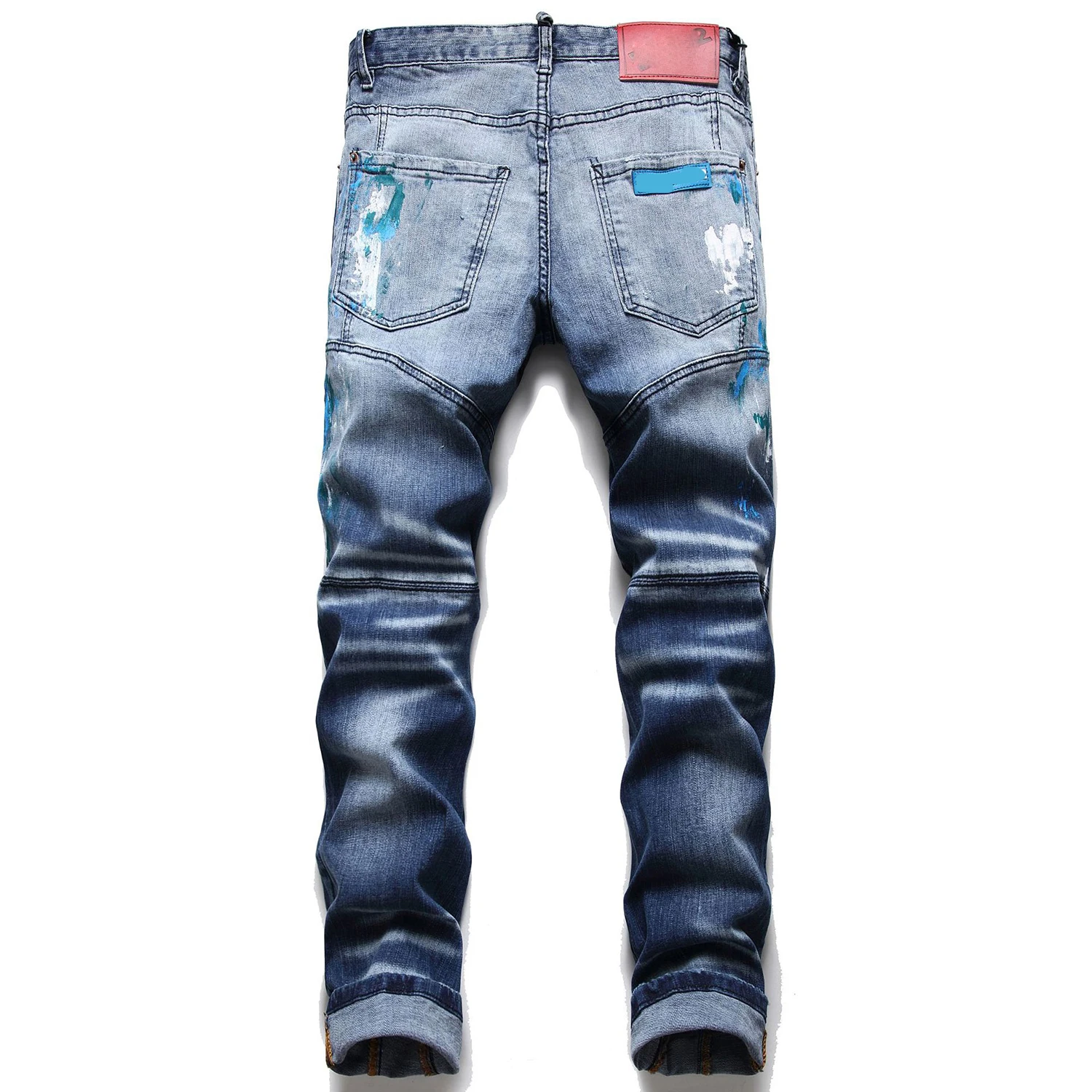 Light Luxury Men’s Color Graffiti Paint Denim Pants,High Quality Slim-fit Ripped Jeans,Street Fashion Casual Jeans Pants; images - 6