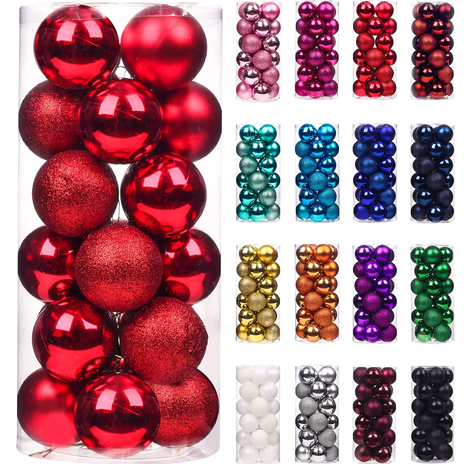 

37PCS Christmas Ball Christmas Tree Decoration Ornaments for for Xmas Tree Holiday Wreath Garland Decor Ornaments Hooks Included