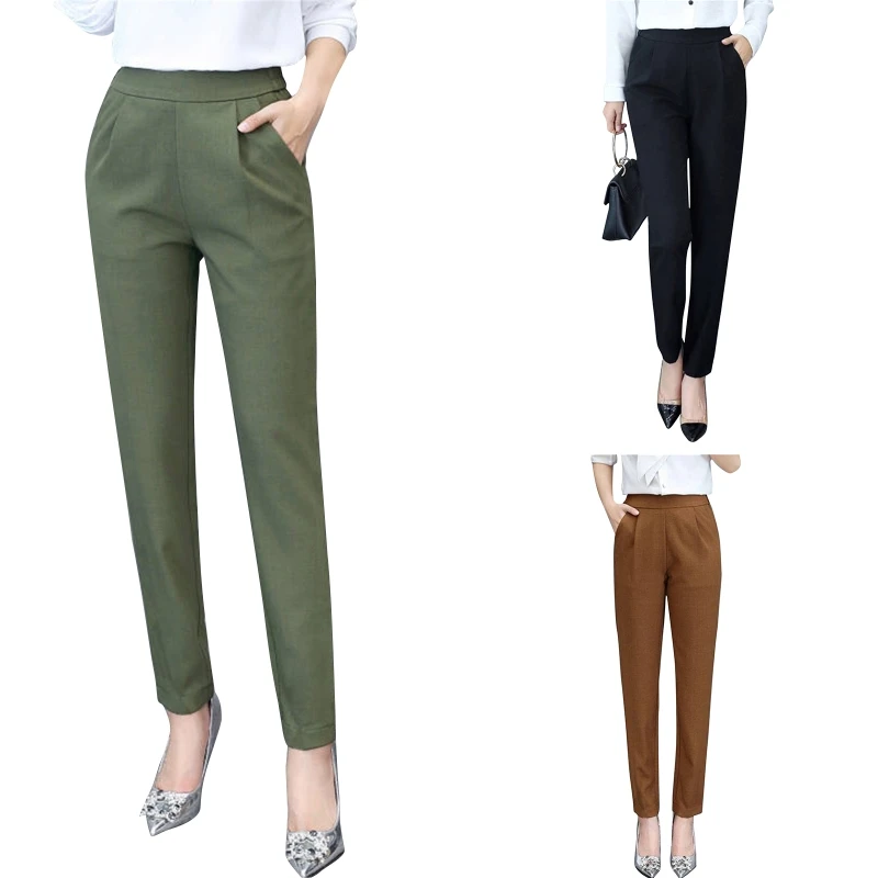 

Women's Stretch Harem Pants High Waist Work Trousers Size Casual Trousers