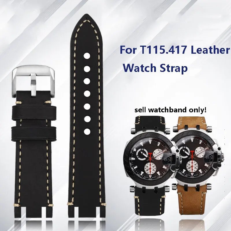 Мужской матовый ремешок из воловьей кожи для часов Tissot Racing серии T115 T115.417 Moto GP 24 мм
