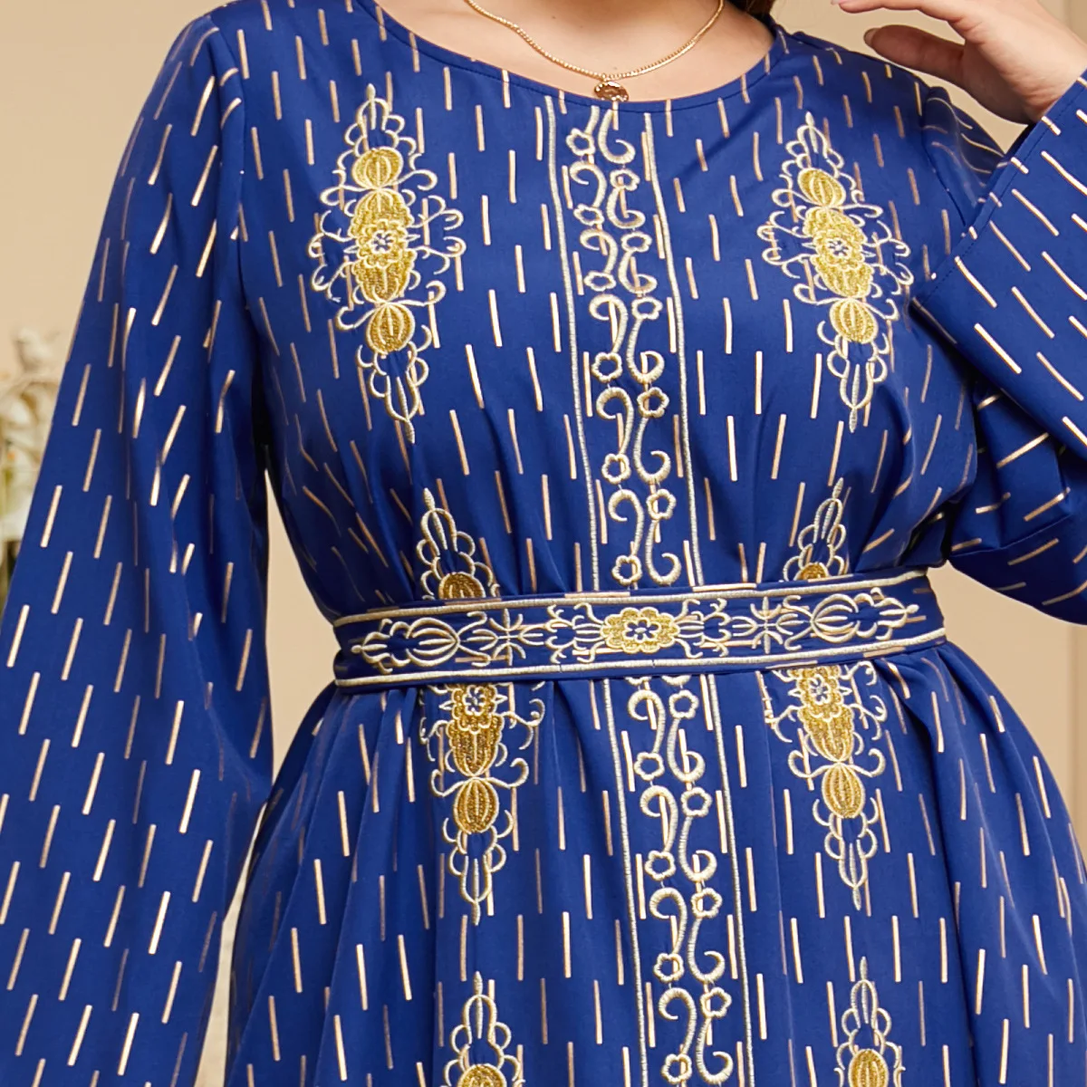 Arabic Dresses For Women Vintage Embroidery Belted Kaftan Casual Loose Maxi Long Dress Muslim Ramadan  long dresses