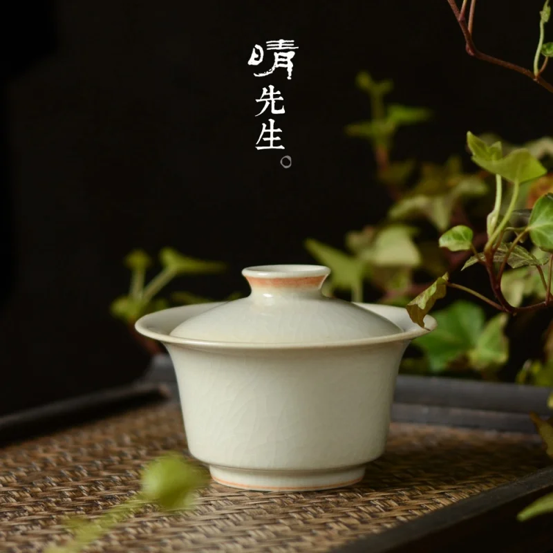 

★Чайная маленькая чашка Gaiwan, 120 мл, Цзиндэчжэнь, керамическая, герметичная, глазурованная, выгодная ручная работа, домашняя чайная церемония