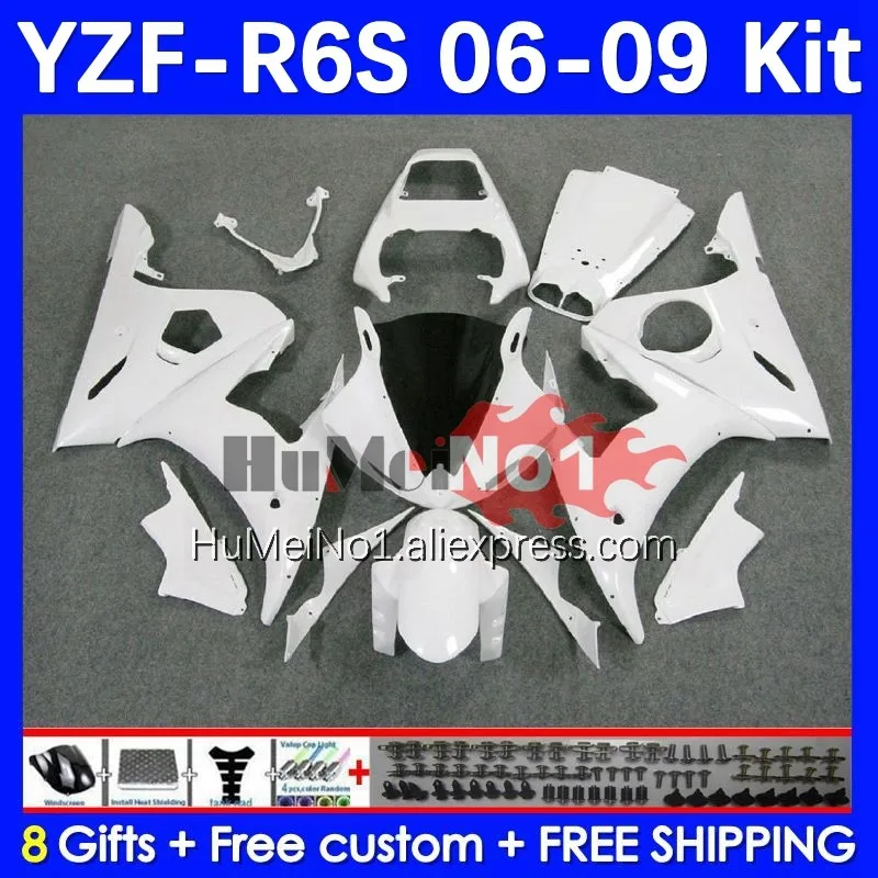 

Body For YAMAHA YZF R6 S YZF600 YZF-600 6No.9 YZF R6S 06-09 YZF-R6S YZFR6S 2006 2007 2008 2009 06 07 08 09 Glossy white Fairing