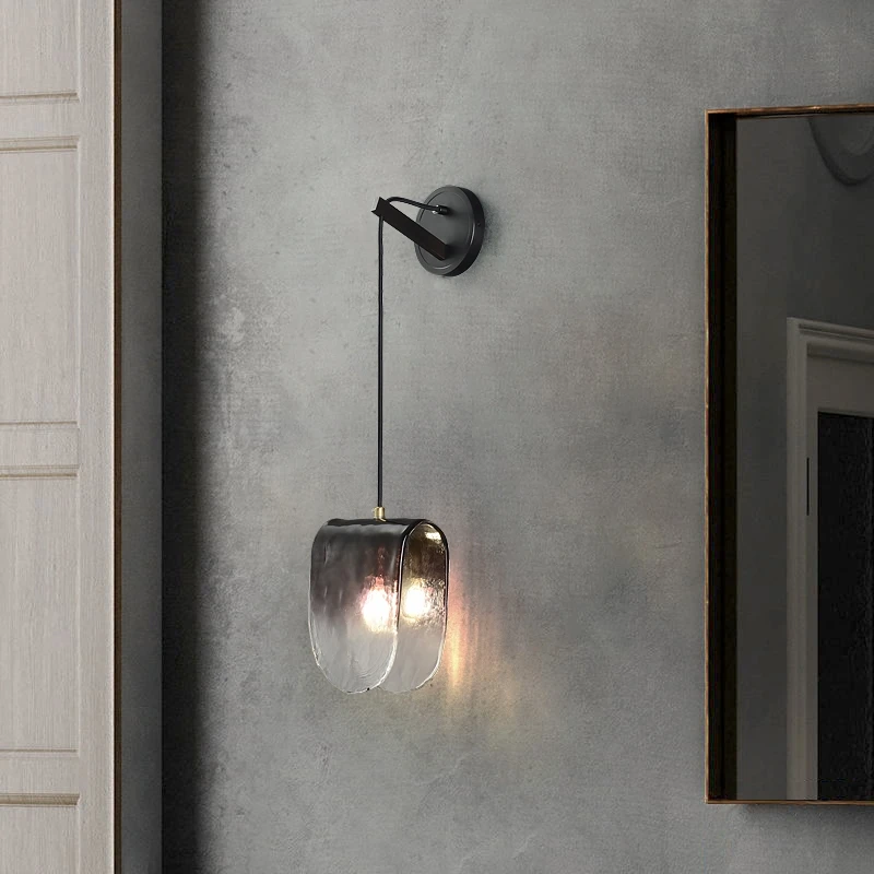 Подвесной светильник из стекла в помещении светодиодный серый витраж стиле