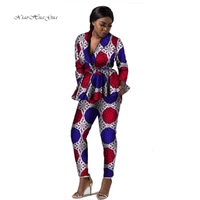african women blazers and pant 2 pieces long sleeve print jackets blazer with trousers african lady suits clothing wy5800