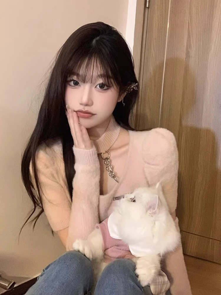 Pure Desire Gyaru Design Oversleeve с висячим воротником вязаный женский осенний темпераментный