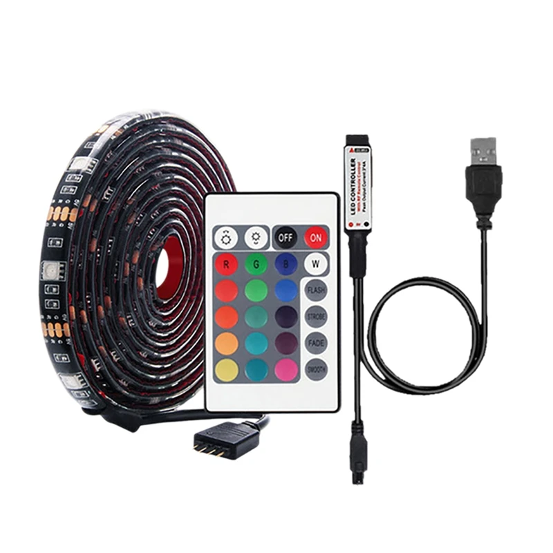 

Светодиодный USB-светильник с гибким контроллером Rgb 5050, контроллер с 24 кнопками, светильник с неводонепроницаемой подсветильник кой для тел...