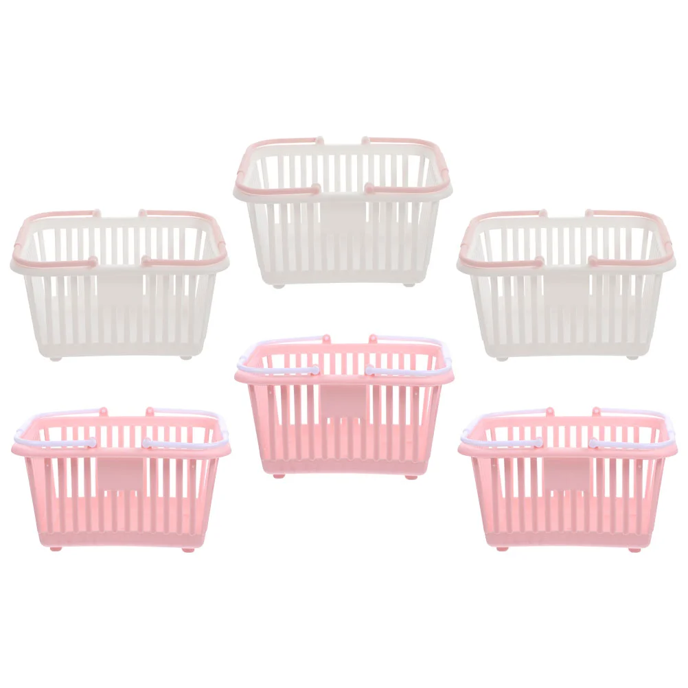 

6 Pcs Plastic Storage Box Basket Small 16X13X8CM Baskets Classroom Pastel Bins Hollow Child