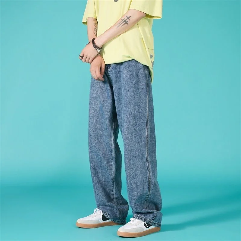 4 Colors Baggy Jeans Men Fashion Casual Wide Leg Jeans Men Streetwear Loose Hip Hop Straight Denim Pants Mens Trousers M-2XL