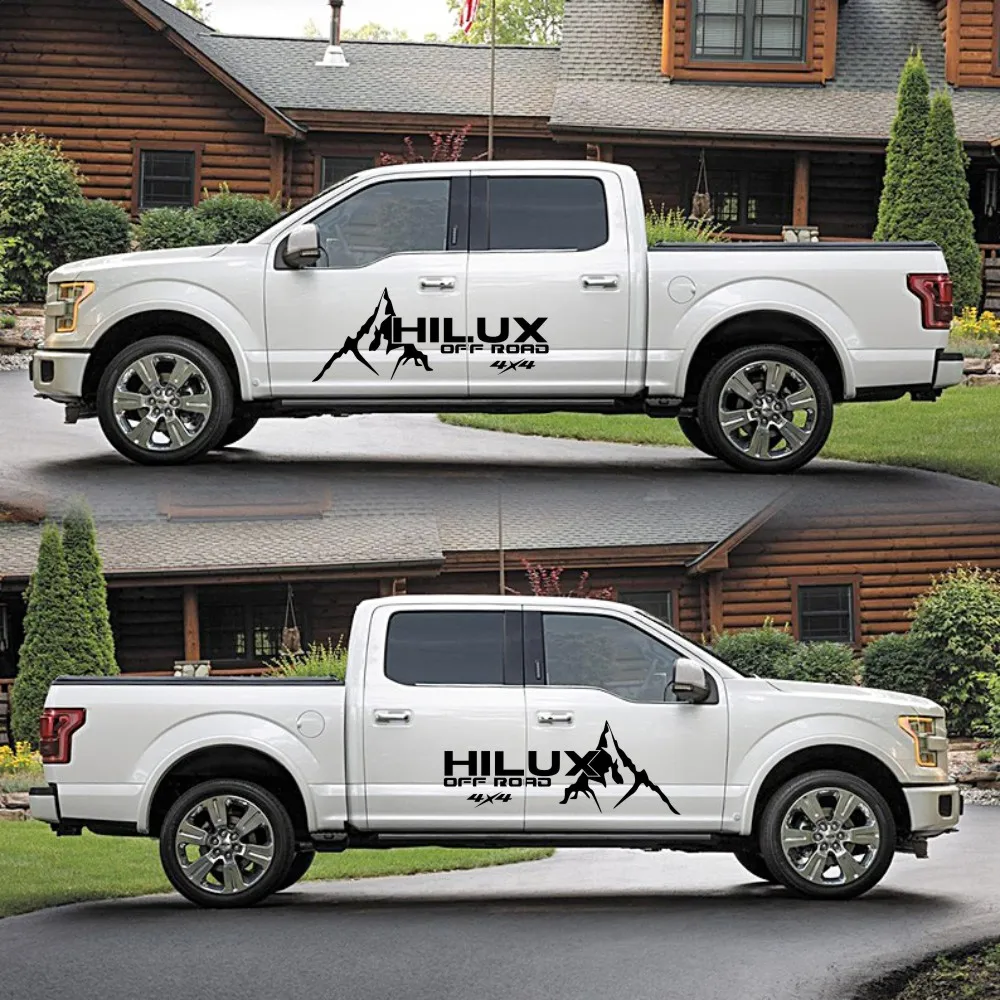 

Wholesale 2Pcs Mountain Adventurers Graphics Hilux Revo Vigo Sticker for Truck Side Waist Line Decoration Car HILUX Vinyl Film