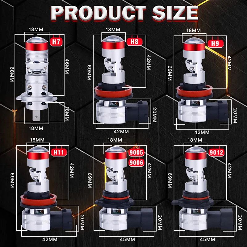 2 шт. H7 светодиодный проектор Canbus 9005 9006 автомобильная лампа для фар 1:1