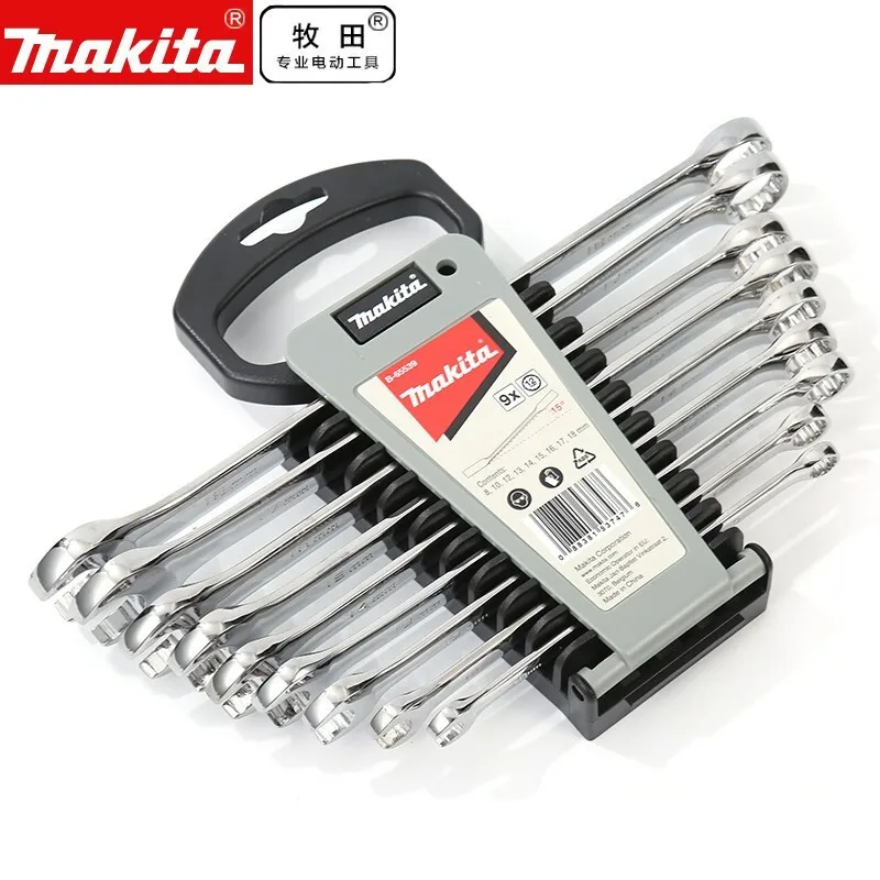 

Makita B-65539 9 Pieces 8-18mm Box Spanner Open-end Dual-use Wrench Set Double-end Wrench Combination Wrench