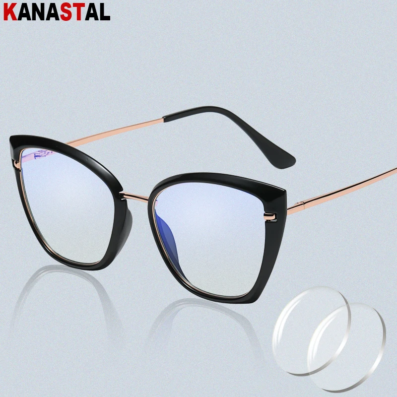 

Women Anti Blue Light Blocking Glasses Ladies Prescription Glasses TR90 Cat Eye Frame Eyewear Computer Myopia Hyperopia Glasses
