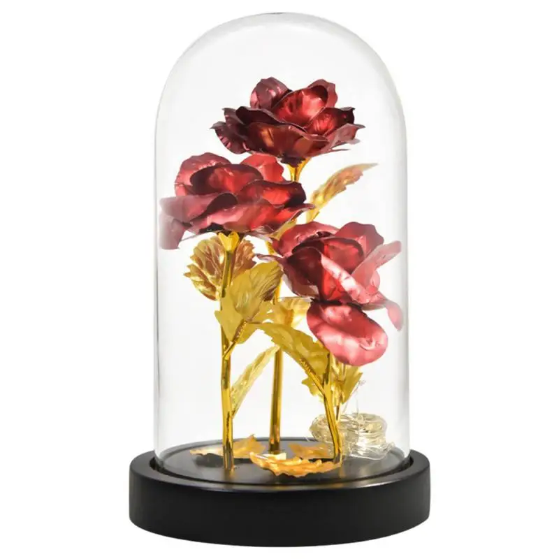 

Glass Rose Artificial Flower In Glass Dome Romantic Home Decor Lighted Rose Gifts For Mothers Day Wedding Anniversary Birthday