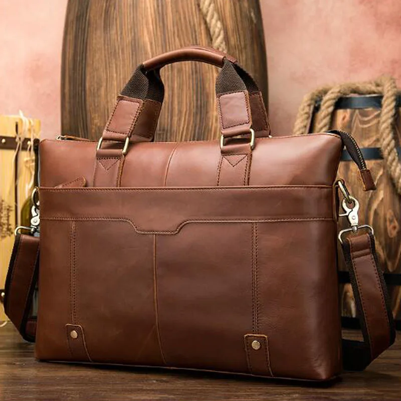 men's Simple Fashion Bag  Genuine Leather briefcase Male bag natural Leather for men Messenger bags men's briefcases