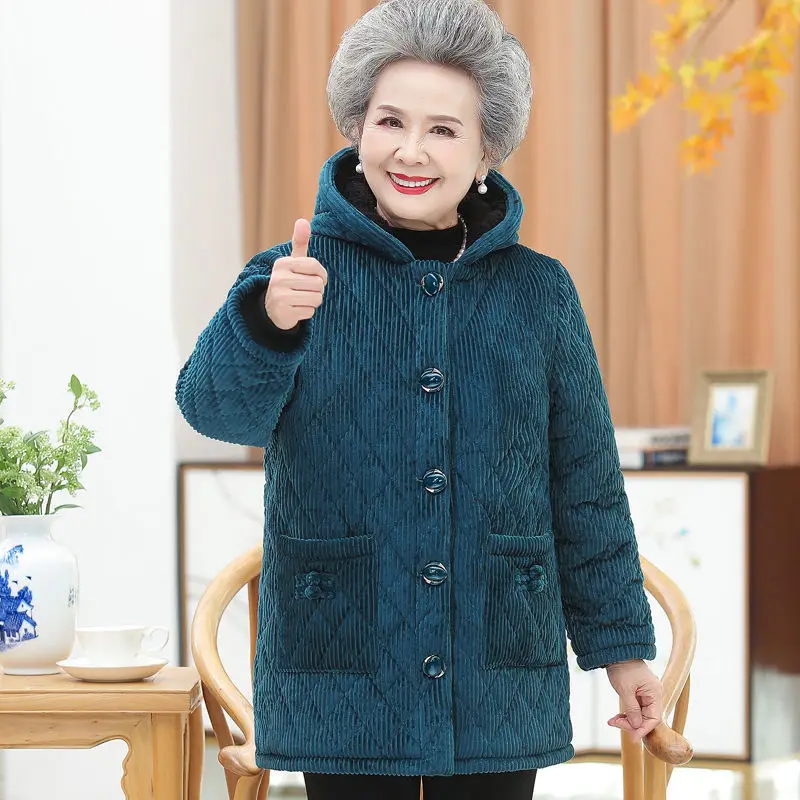 Fdfklak 5XL Hooded Parkas Women Thicken Warm Winter Coat Middle Aged Mother Cotton Padded Jacket Plus Velvet Snow Wear Overcoat enlarge