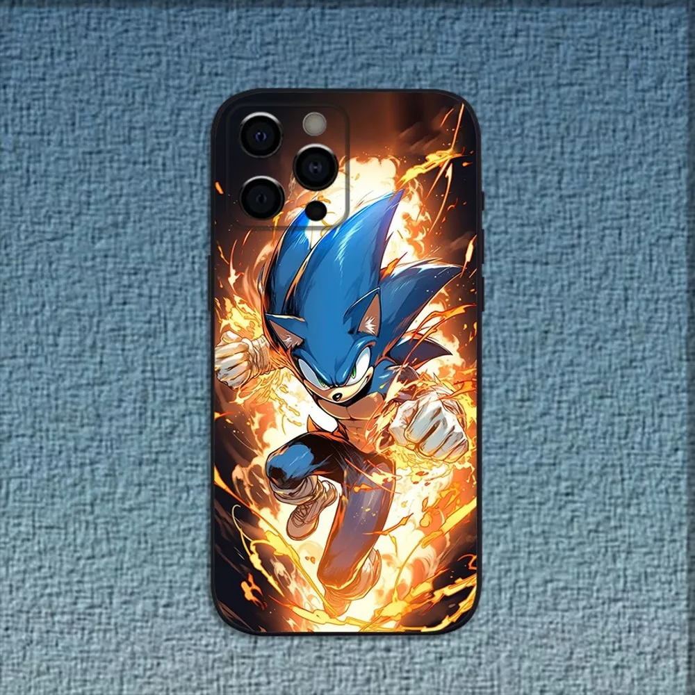 S-Sonic H-Hedgehog чехол для телефона iPhone 16 15 14 13 12 11 Pro X XS Max XR Plus Mini мягкий черный Чехол