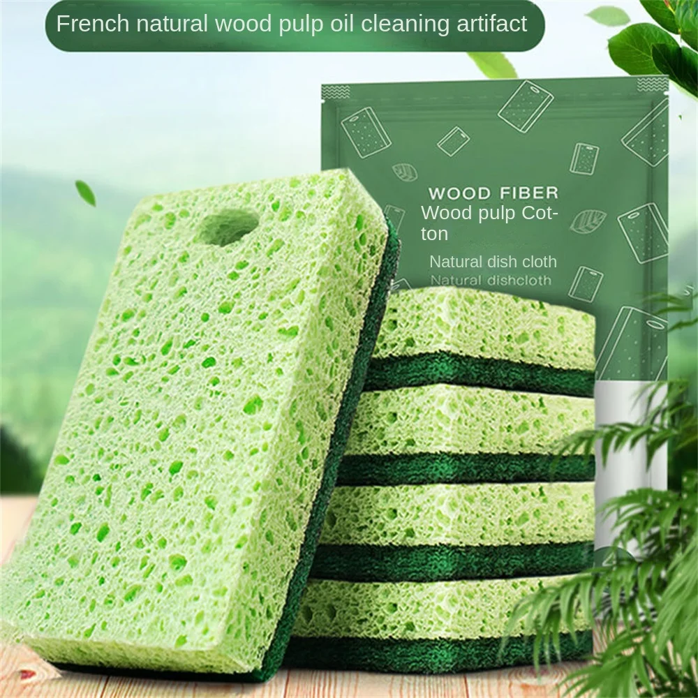 

Wood Pulp Cotton Sponge Cleaning Sponge Block Kitchen Water Absorption Not Stained With Oil Pan Dishwashing Towel Thickened