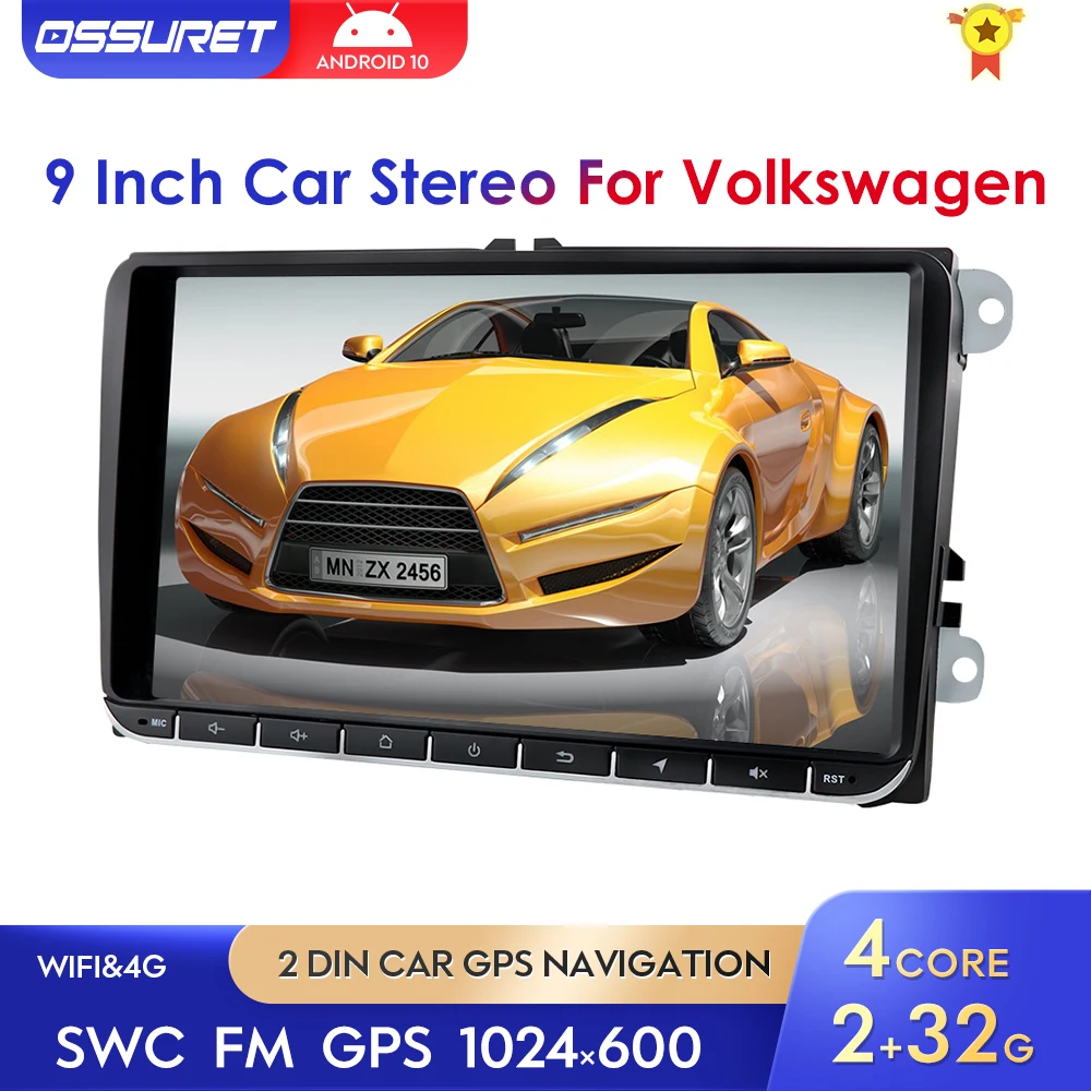 2 Din Android 10 Car Multimedia Player GPS Navigation For Volkswagen VW Golf Passat Touran Polo Sedan Tiguan Jetta Sharan Rabbit