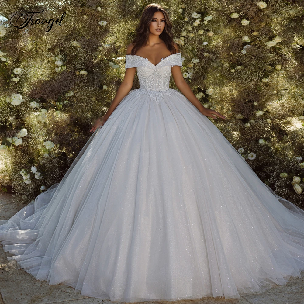 

Traugel Ball Gown Princess Wedding Dresses Sweetheart Off The Shoulder Vestido De Novia Lace Appliques Charming Robe De Mariee