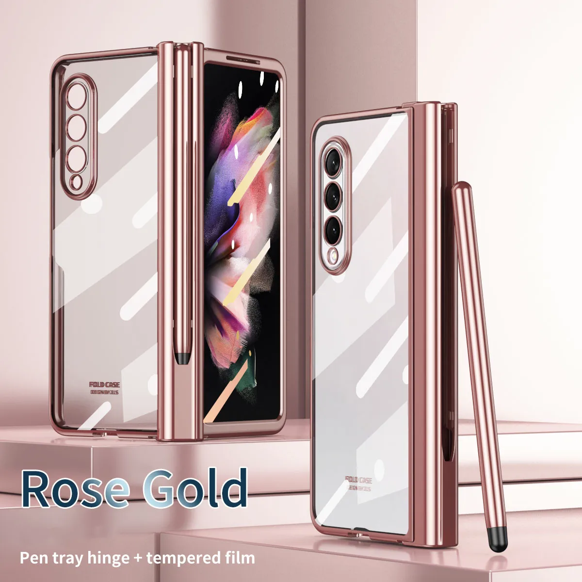 

Transparent Shockproof Glass Protector Film Case for Samsung Galaxy Z Fold 3 Fold2 Fold3 Fold 2 5G S Pen Holder Phone Bag