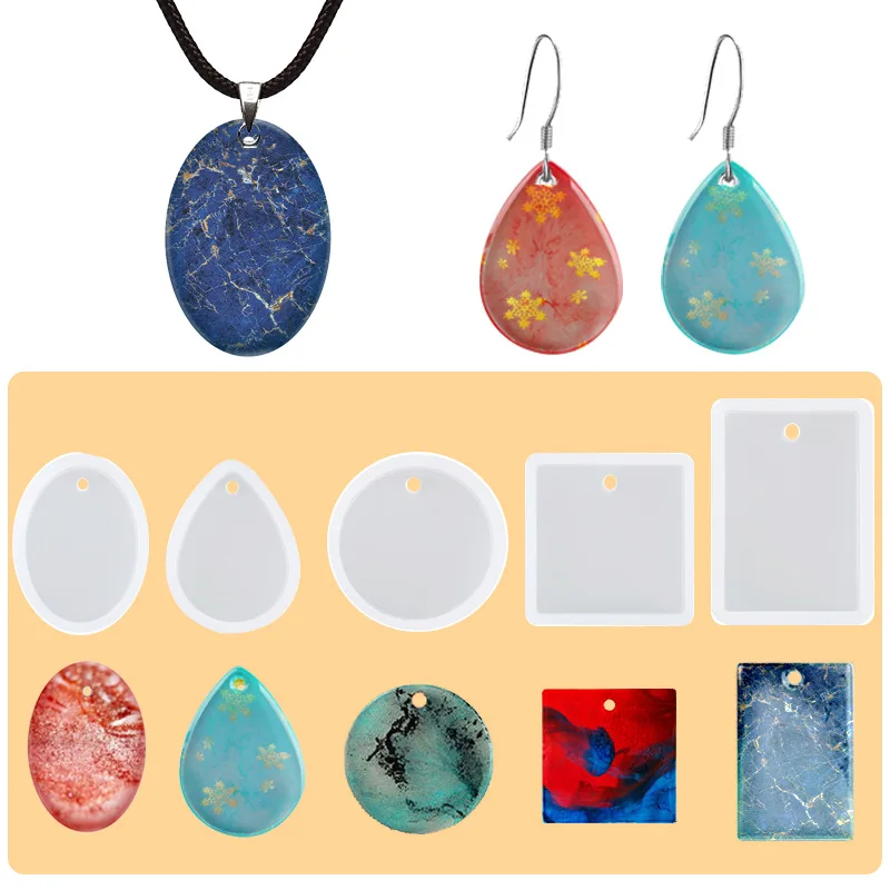 

20Pcs/Set DIY Keychain Pendant Casting Silicone Mould Kit with Keyrings Art Crafts Making Tools Crystal Epoxy Resin Mold