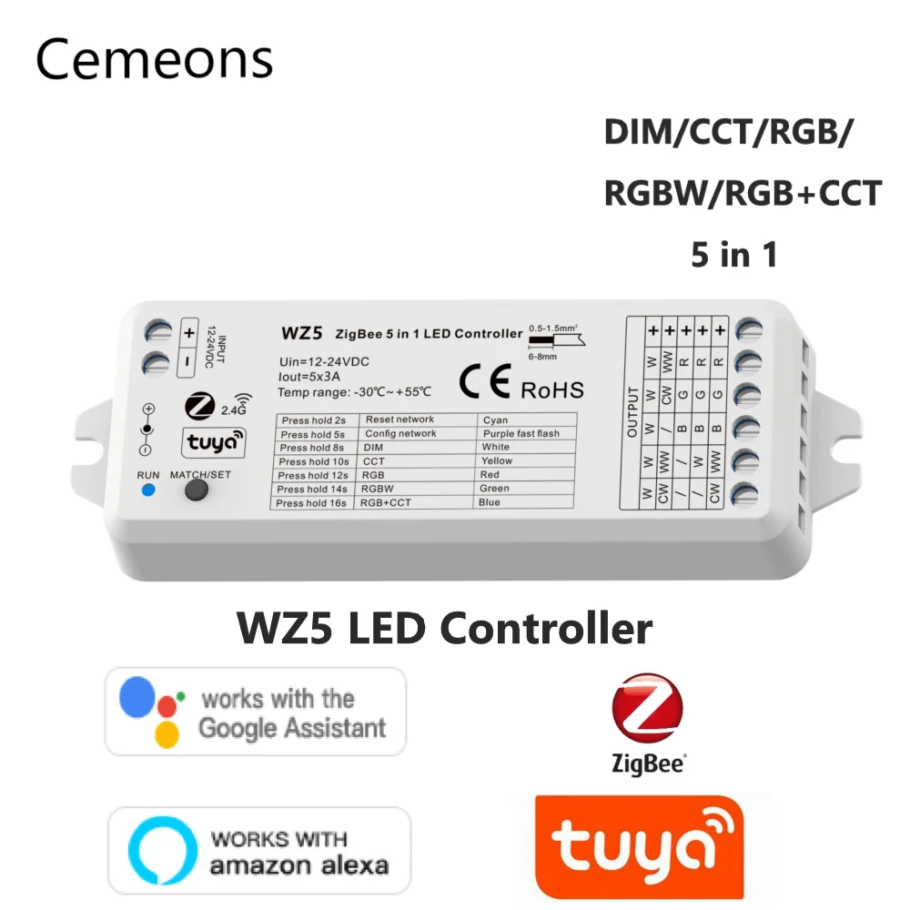 Умный светодиодный пульт управления TUYA Zigbee Светодиодная лента с Wi-Fi RGB RGBW RGBWW RGBCW