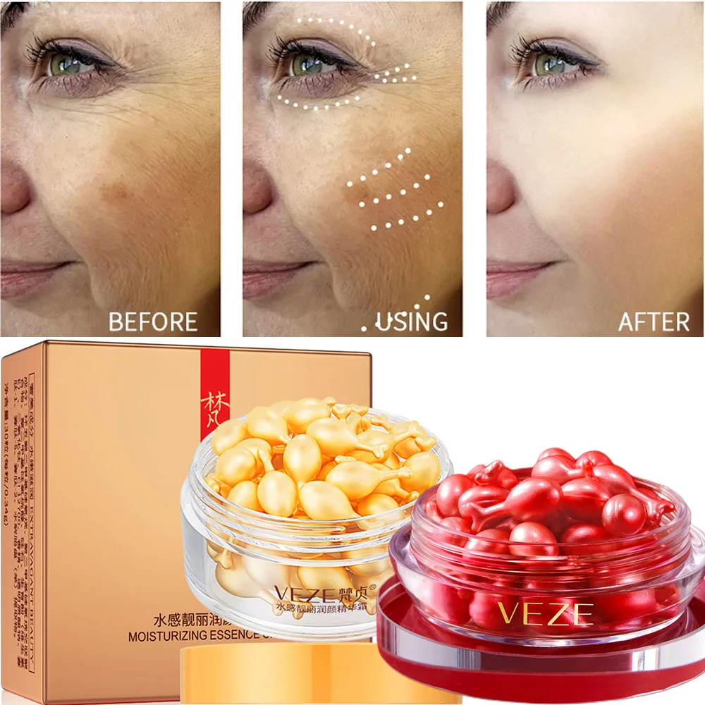 Hyaluronic Acid Face Serum Capsules Placenta Anti Wrinkle Moisturizer Whitening Shrink Pores VE Essence Skin Care Korea Cosmetic
