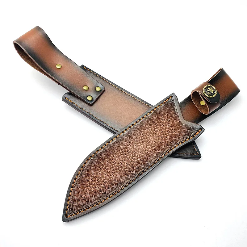 

2 Patterns 1pc Genuine Cowhide Leather With Buckle Straight Knife Sheath Top Quality Scabbard Hunt Multi Holster Fixed Blade